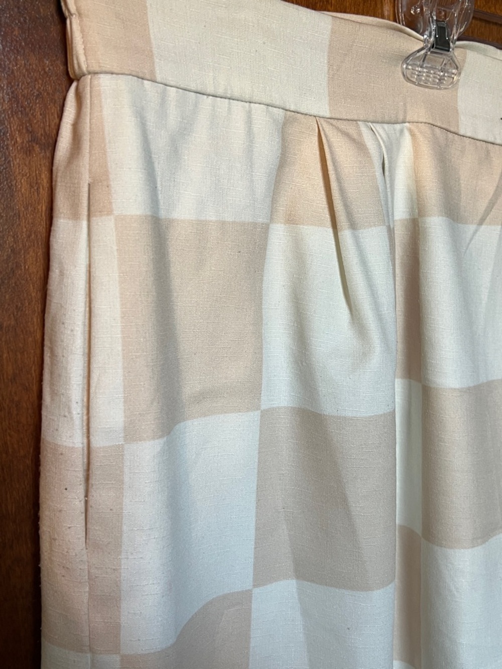 Hutch (Anthro) Cream and Beige Checkerboard High-Waist Shorts Sz 22W